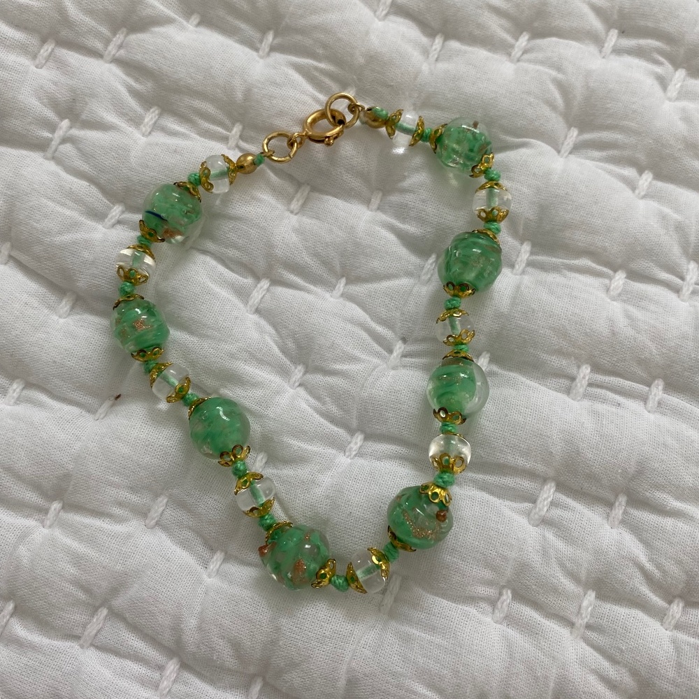 Green & Gold bead bracelet never worn